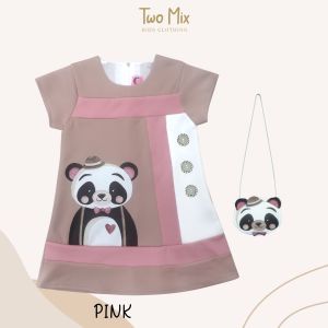 Dress Anak Perempuan Lucu Print Bear Bonus Tas Bear 1-8 Tahun 4296
