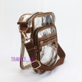 Premium Sling bag List Kulit - Tas Selempang Transparan Putih - Kulit Putih - Travolt - Tas PVC Mika Tebal - Tas Konser KPOP Transparan - iseul. 
