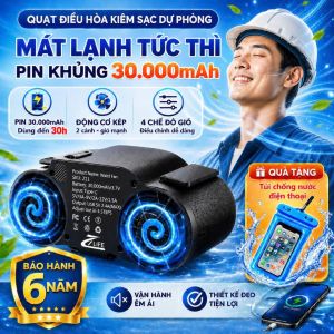 Quạt Đeo Hông 2 Cửa Gió ZLife Z11 –Quạt Đeo Cổ Pin Trâu 30.000mAh Gió Mạnh Mát Sâu Dùng 30 Tiếng