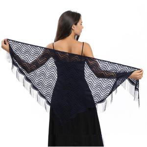 Hollowout Waved Lace Triangle Stole for Women Enhancing Elegances of Weddings and Evening Party Gathering