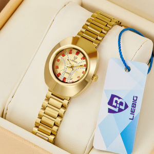 LIEBIG Stainless Steel Wanita Quartz Watch Emas-Tone Mewah Kompak Bulat Jam Tangan Air Elegan dan Refined Fashion-Forward Style L1021