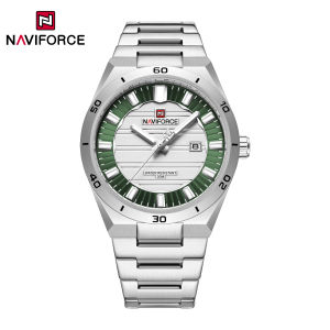 NAVIFORCE Original Mens Watch Simple Round Dial Calendar Stainless Steel Strap 30m Waterproof Luminous Hands Fashion Casual Mens Watch NF9268