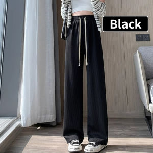 New Trendy High Waist Fashion Women pants  Casual Ice silk fabric elastic Wide Leg Pants for woman free size（24-30）