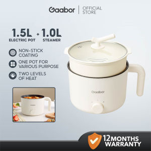 Gaabor 1.5 L Large Capacity Good For 1-2 Pax Multi-purpose Non-Stick Electric Pot with 1L Steamer