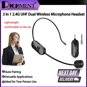 RICHMENT Professional Head-mounted Wireless Headset Microphone Transmitter Microfone Set For Voice PASystem Radio Guitar Teaching Fitness