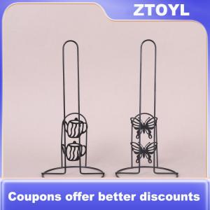 【ZTOYL】 Iron Tissue Paper Towel Holder Stand Modern Minimalist Countertop Dispenser For Kitchen Dining Table Elegant Black Silver Finish