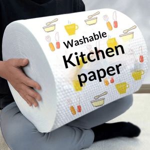 QIHUISHI Vải lau nhà bếp tái sử dụng với thiết kế chống dầu và thấm nước mẫu dễ xé để làm sạch dễ dàng
