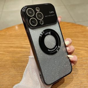 Luxury Transparent Ultra-Thin Case For Magsafe Wireless Charging Case For iPhone 14 13 12 Pro Max 14plus XS Max XR XS 7Plus Case Soft Silicone Shockproof Case For iphone14 pro max cases Transparent Plating Glitter Large Window Protection For iphone13 Case