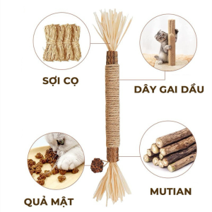 [GIẢM STRESS] Que gỗ Bện Thừng bện cỏ Catnip nhai gặm giúp giảm STRESS Sạch Răng Cho Mèo Hana pet