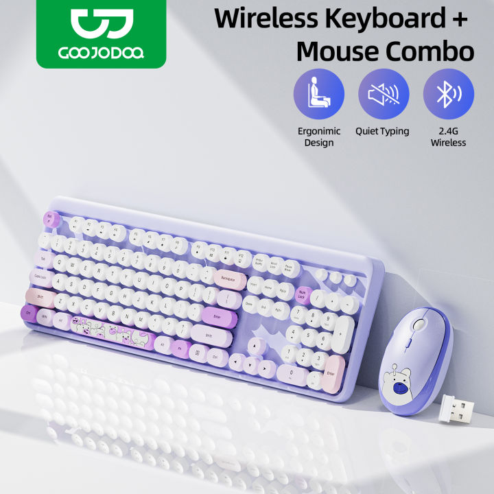Goojodoq Wireless Bluetooth Keyboard Mouse set Ergonomic Design