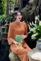 Pháp phục đi lễ, đồ lam đi chùa truyền thống thêu chữ An. 