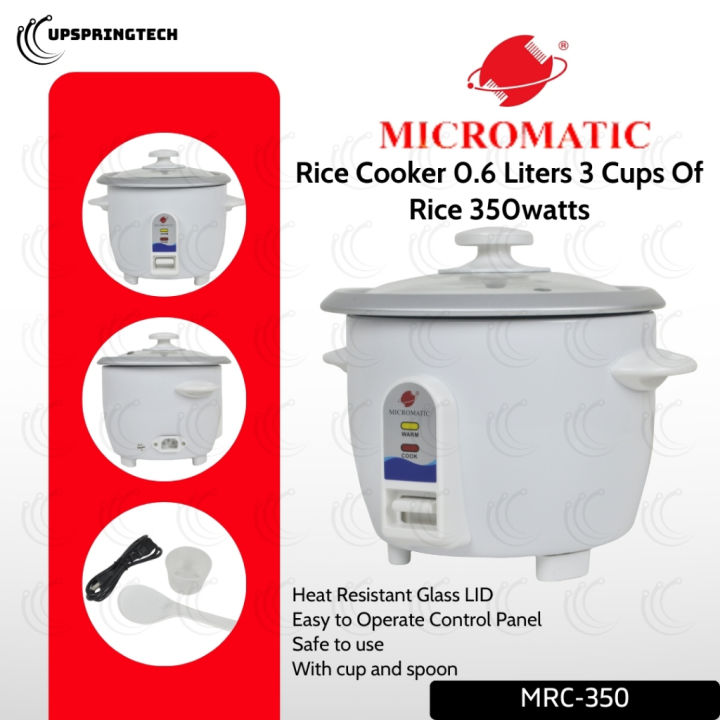 Micromatic Rice Cooker 0.6 Liters 3 Cups 350W Mini Rice Cooker MRC-350 ...