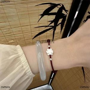 [COD] ZNPNXN Chinese Style Hand Braided Lotus Lucky Bangles For Women Men Simple Exquisite Adjustable Bracelets Jewelry Accessories Gifts