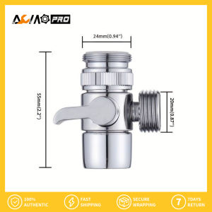 AumoPro 1/2" Polished Chrome Brass Sink Valve Diverter Faucet Splitter for Kitchen Handheld Showerhead or Bathroom Sink Faucet Replacement Part Faucet To Hose Adapter Splitter Part M22 X M24