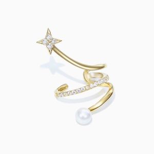 ต่างหูเกี่ยวเพชรczน้องดาวเล็กมุกเทียมงานชุบเกรดดีเพชรวิ้งๆหรูหราที่สุดด