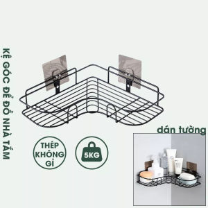 Kệ Góc Nhà Tắm Dán Tường Siêu Dính Kệ Để Đồ Gia Vị Nhà Bếp Thép Không Gỉ Cao Cấp