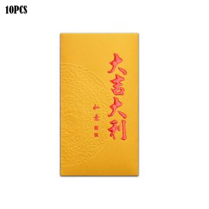 FZIPUA 10pcs Lucky Red Envelopes Chinese Style Gold Foil Design Cash Gift Envelopes Creative Year Blessing Year Red Packets Spring Festival
