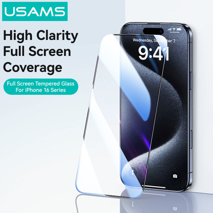 USAMS Full Screen Coverage Screen Protector iPhone 16 / iPhone 16 Pro ...