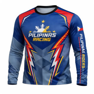 Men Pilipinas Racing Graphic Long Sleeve Crew Neck Sports Jersey M to 4XL LA041
