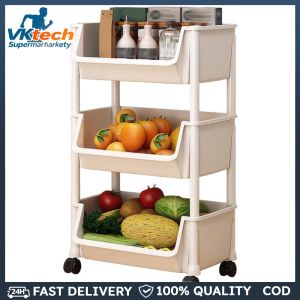 Multi-Tier Snacks Trolley Mobile Kitchen Storage Trolley for Kitchen Bathroom Living Room Office