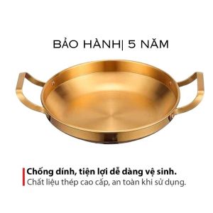 Nồi chảo chống dính 28cm bằng thép không gỉ hai quai dày dặn dùng cho mọi loại bếp Kích thước 39x28x5x20cm