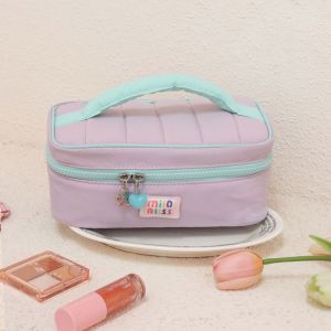 NALANILI Small Fresh Macaron Cosmetic Bag Portable Large Capacity Travel Cosmetic Handbag Gifts Contrast Color Wash Bags