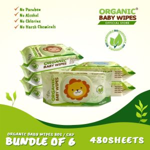 Organic Baby Wipes 80s with cap nature pack of 6