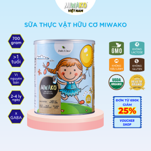 Sữa Thực Vật Miwako Vị Gạo Lon 700gr Chuẩn Hữu Cơ USDA Hoa Kỳ Sữa Thuần Chay Bổ Sung Đề Kháng Tiêu Hóa Khỏe