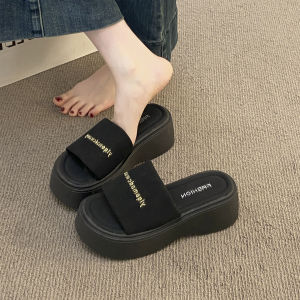 [Free Shipping] Thick-soled high-heeled sandals for women summer outdoor wear 2025 new platform slide sandals height-increasing beach sandals for petite individuals