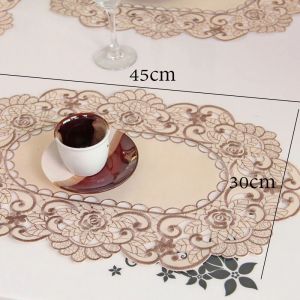 MKEB MALL Rectangular Embroidered Lace Tablecloth White Vintage Satin Dust Cover Country Themed Fabric Floral Dining Tables Cover Home