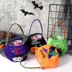 BEIBEI Festival Party Trick Or Treat Props For Children Kids Ornament Gift Basket Storage Bucket Halloween Decoration Candy Bag