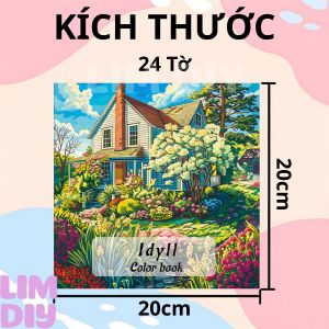 Sổ Tô Màu 1dy11 Coloring Book Phong Cảnh Đồng Quê Thiên Nhiên 24 Tờ Khổ 20x20cm LIM DIY
