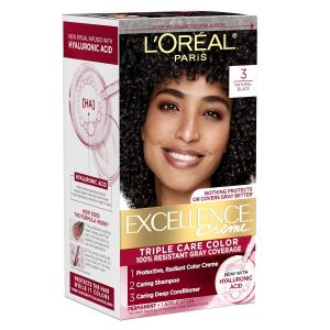 LOreal Paris Excellence Crème Permanent Hair Dye Triple Care Hair Color with Hyaluronic Acid for 100% Gray Coverage 4 Dark Brown 1 Kit (Packaging May Vary)