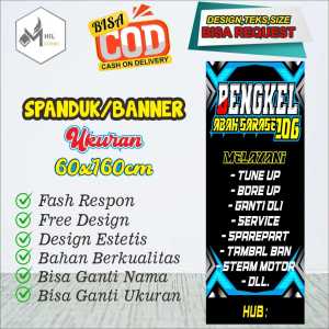Spanduk Banner Size 60x160cm BENGKEL Free Custom Design Dan ukuran