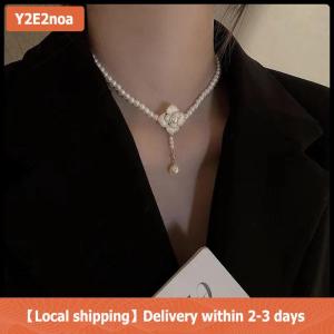 【Local shipping】 Pearl Flower Jewelry Set Women Sweet Elegant Pearl Necklace Earrings Ring Sweet Choker Fashion Wedding Jewelry