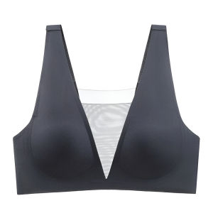 【OFFICIAL】 Deep V-neck Seamless Tank Top Style Bra Anti-sagging Open-back Design Plus Size Wireless Bra Light Compression Shaping And Supportive Lingerie