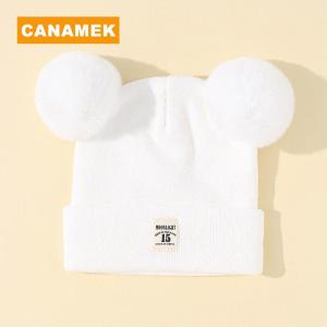 【CANAMEK】 Cute Winter Hat Solid Color Wool Knitted Bonnet Bebe Newborn Baby Hat Pompom For Kids Boys Girls Children Warm Cap