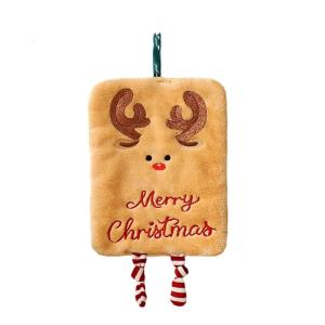 Đa năng khăn lau bếp san hô Fleece mềm vibranting in hình giáng sinh treo dễ dàng vải thấm để làm sạch