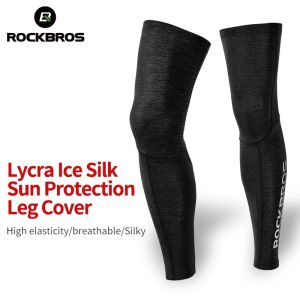 ROCKBROS ขี่จักรยานจักรยาน legwarmer ถุงน่องครีมกันแดดยูวีจักรยานออกกำลังกายอุ่นขา Leggings ระบายอากาศกีฬาความปลอดภัยป้องกันเข่า
