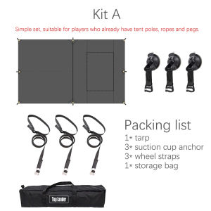 กันสาดเต็นท์ข้างรถ3X5เคลือบสีดำผ้าใบกันน้ำตั้งแคมป์ผ้าใบกันน้ำกระโจมแคมป์รถกลางแจ้งรถเต็นท์ด้านหลังแผ่นร่อนเคลือบสีดำ3*5