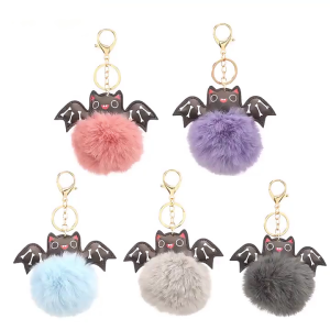 Halloween Keyring phụ kiện bữa tiệc Halloween Quà Tặng trẻ em Lớp phần thưởng Halloween Keychain hình cầu sang trọng BAT Keychain