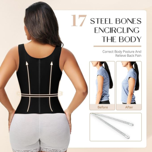 Zippered Waisted Tummy-Controlling Top for Women Bust-Lifting Shaping And Back-Enhancing Double-Layered Corset双层拉链收腹塑身衣