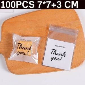 100Pcs Self-adhesive Bread Plastic Bag DIY Birthday Cookie Doughnut Pastry Toast Banana Bread Bags