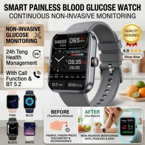 Smart Health Watch Non-Invasive Blood Glucose Monitor Real-Time Tracking No Finger Prick Accurate Measurement Health Management Fitness Tracker