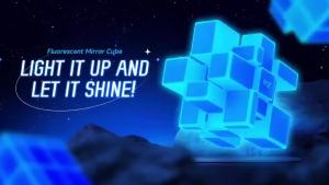 Qiyi Fluorescent Mirror Cube 3x3 Speed Cube Blue Glow in Dark 3x3x3 Magic Cube Puzzle Toy
