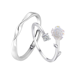 Simple Rings Adjustable Fashion Flower Opening Rings Silver Texture Fashion Rings Suitable for Matching Fashion Look