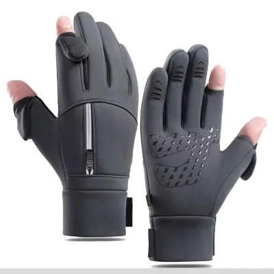 1Pair Motorcycle Glove Waterproof Windproof 2 Finger Flip Fingerless Cycling Gloves Touch Screen Gloves Unisex 触屏 骑行手套