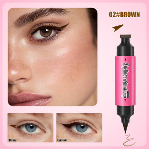 Dual-ended Stamp Eyeliner Waterproof Sweatproof Smudge Proof Quick Dry Liquid Eyeliner Natural Long Lasting Eye Makeup Cosmetics