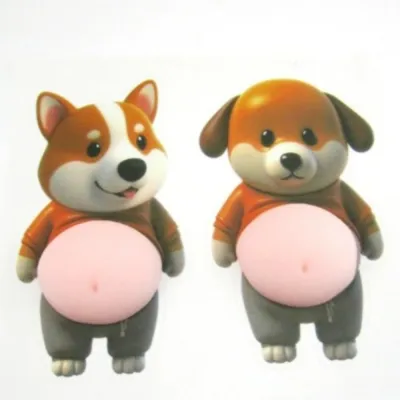 OKKFINE Chubby Shiba Inu 3D Shiba Inu Stickers Dog Belly Sticker Squeezable 3D Stickers Cute Soft Pink Background 3D Cute Puppy Sticker Childrens Birthday Party