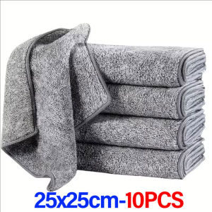 10Pcs Microfiber Dishwashing Cloth Thickened Super Absorbent Dishcloth Anti-grease Easy Cleaning Kitchen Rags 25cm